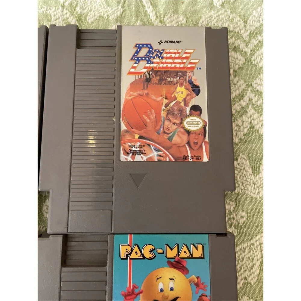 Nintendo NES Game Lot of 4 Pcs Mario Bros. PAC-MAN Tecmo Bowl Double Dribble